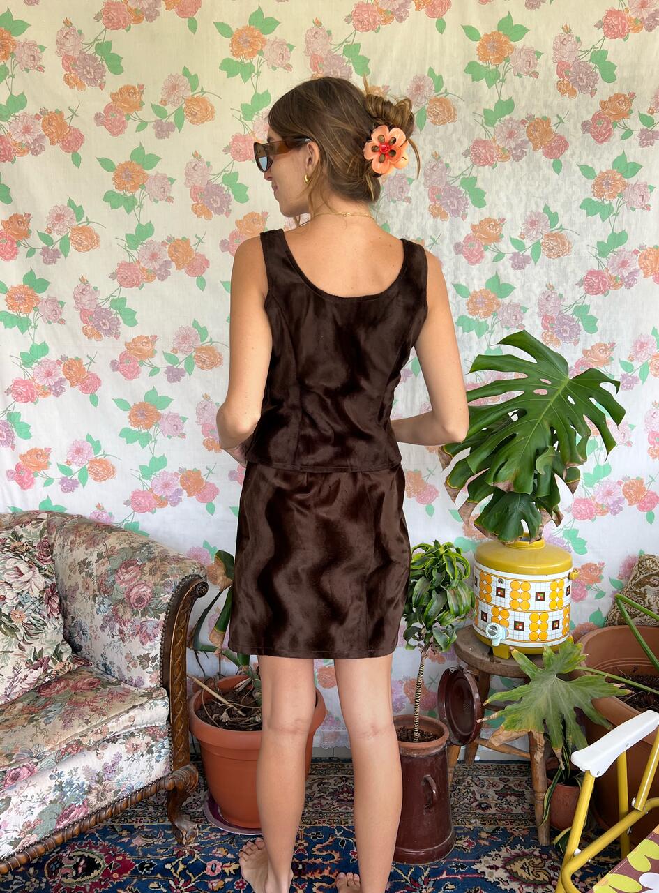 90's Brown Velvet Set