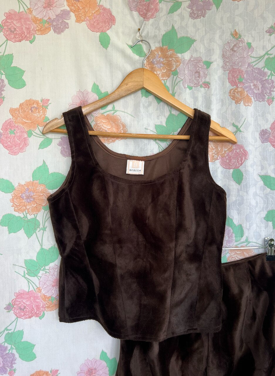 90's Brown Velvet Set