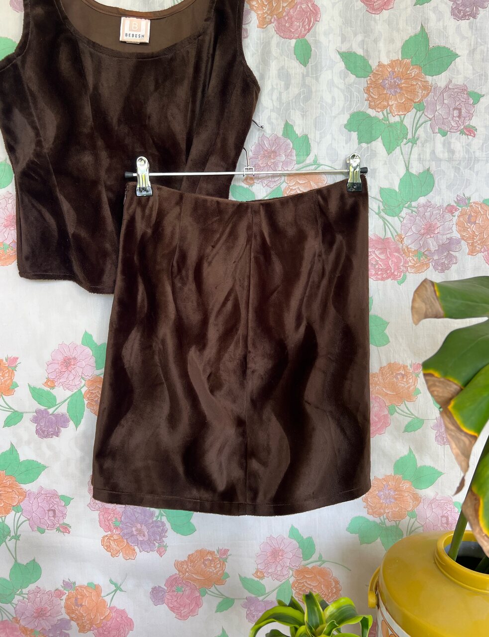 90's Brown Velvet Set
