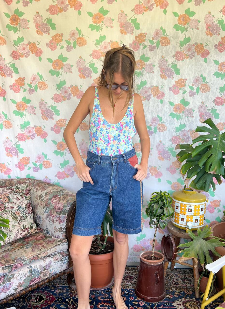 90's Unique Floral Swimsuit