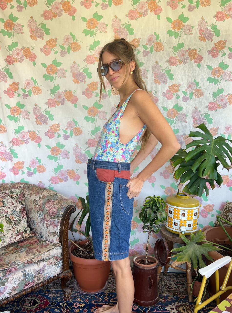 90's Unique Floral Swimsuit