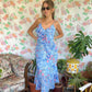 90's Blue Printed Floral Dress