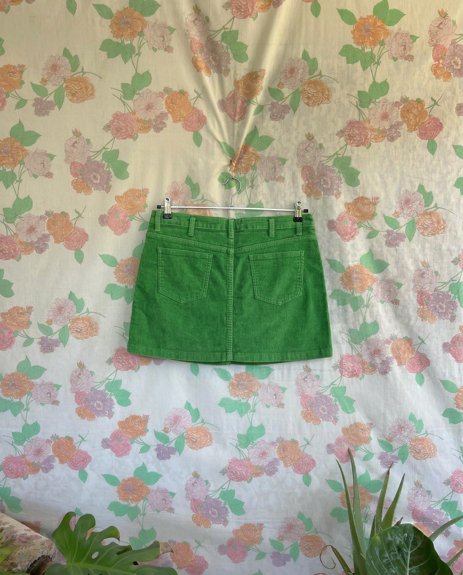2000's Lime Corduroy Mini Skirt