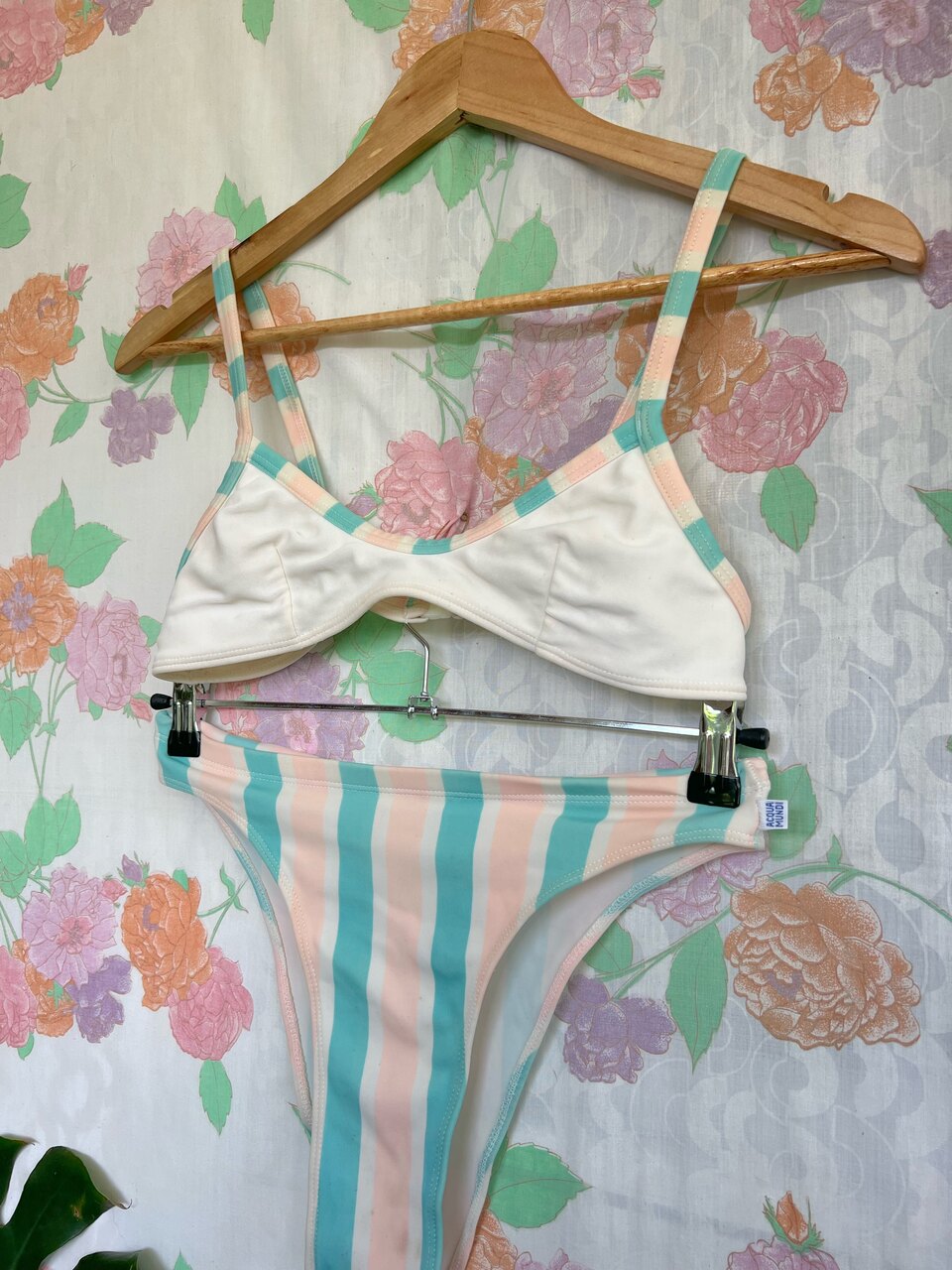 90's Pastel Striped Bikini Set