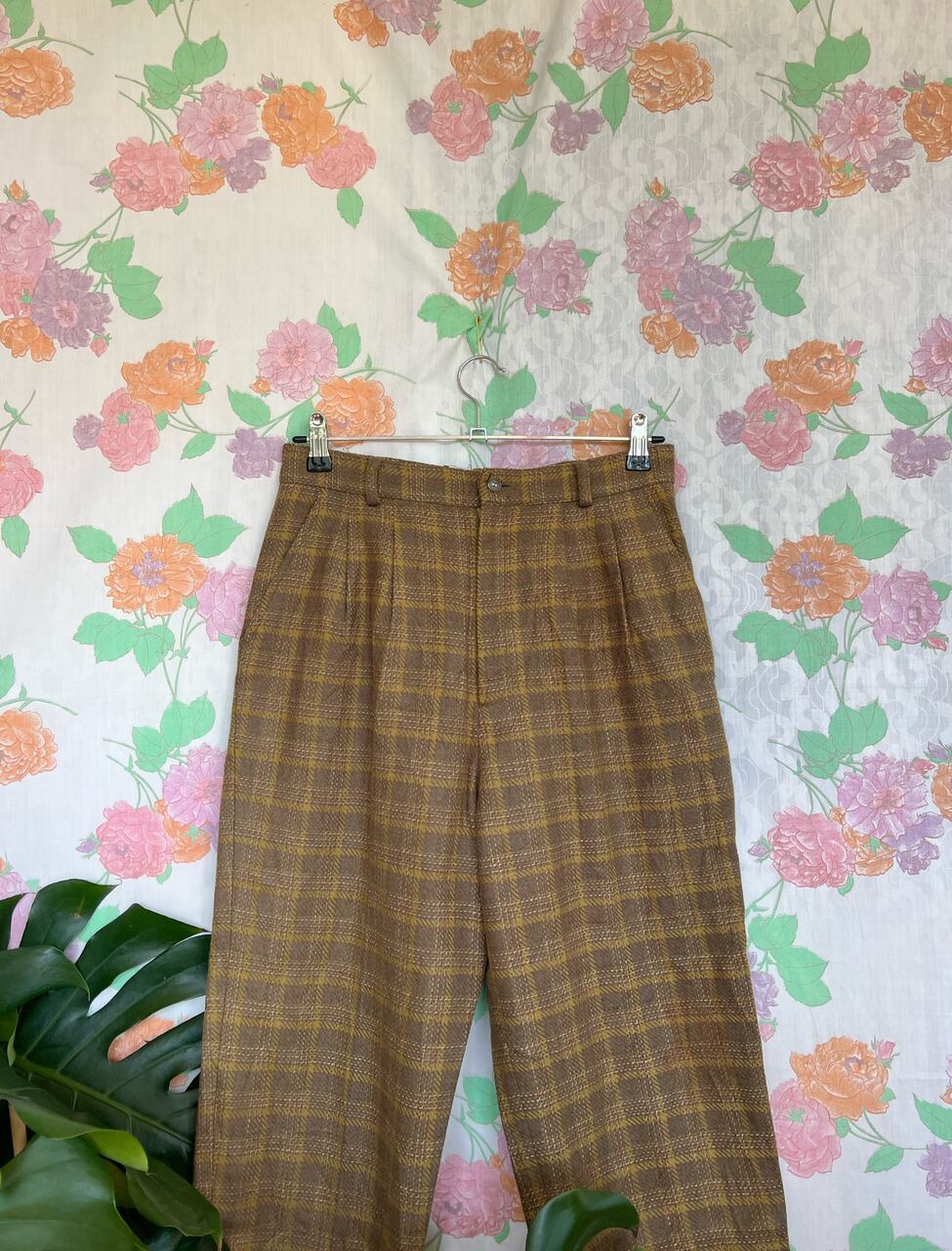Vintage Plaid Tailored Pants