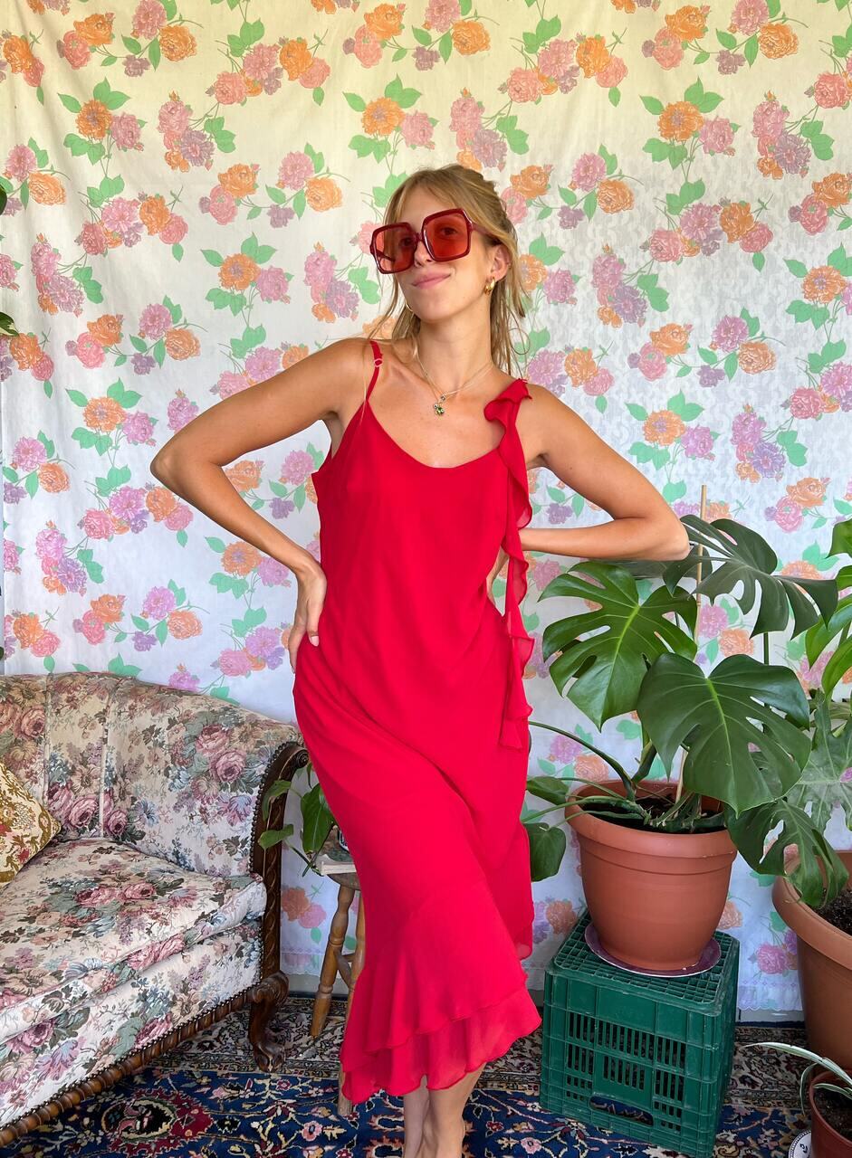 90's Assimetric Red Dress