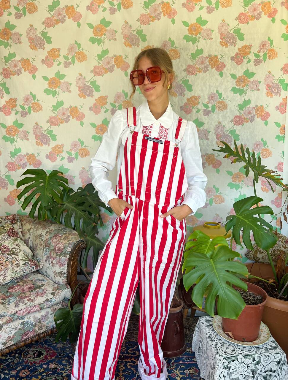 90's Iconic Red Stripes Overall