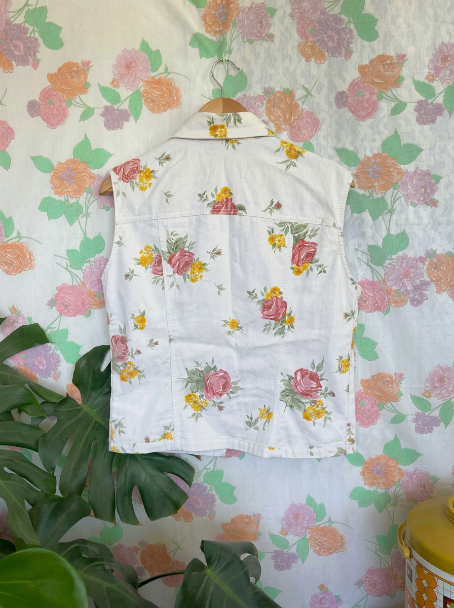 90's Floral Button-Up Vest