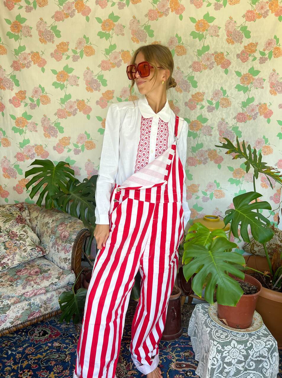 90's Iconic Red Stripes Overall