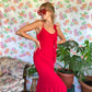 90's Assimetric Red Dress