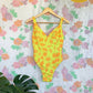 90's Yellow Floral Swimsuit