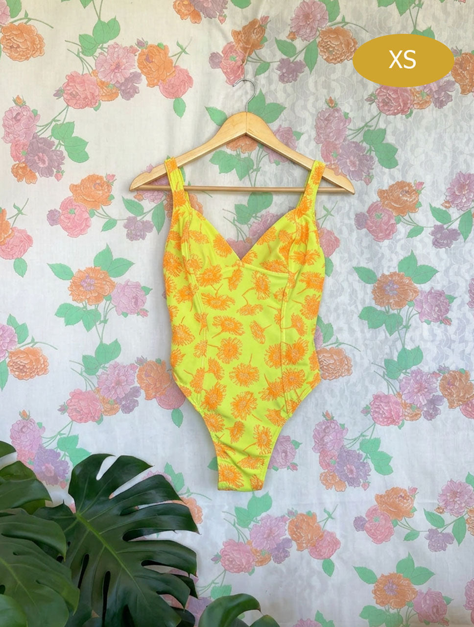90's Yellow Floral Swimsuit