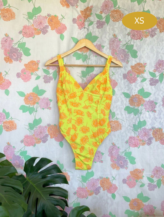 90's Yellow Floral Swimsuit
