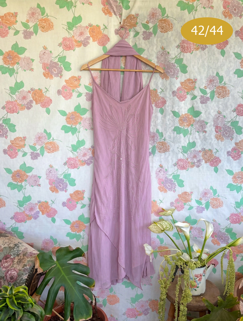 2000’s Dusty Pink Beaded Evening Dress