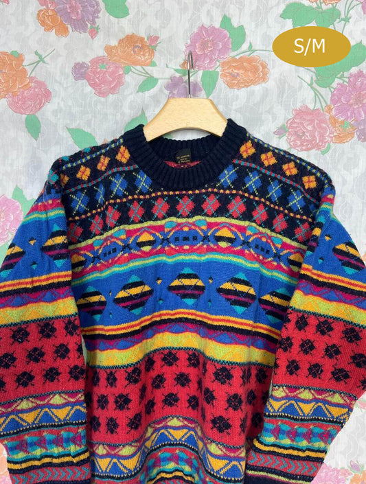 90's Warm Mix of Prints Sweater