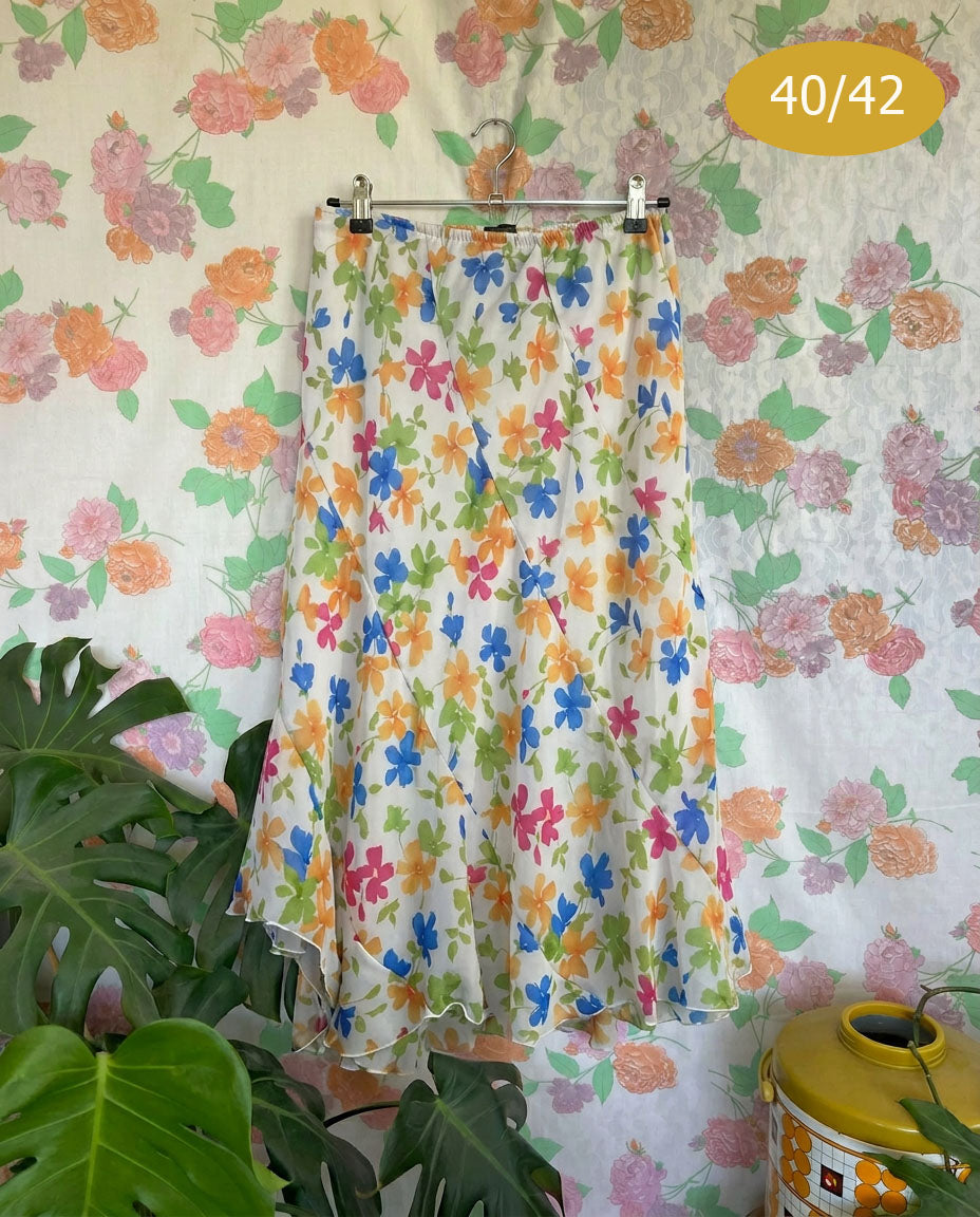 00's Asymmetrical Floral Skirt
