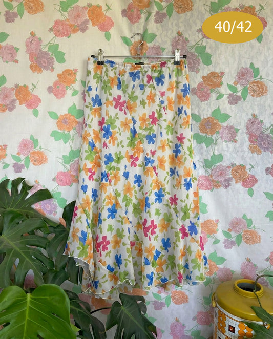 00's Asymmetrical Floral Skirt
