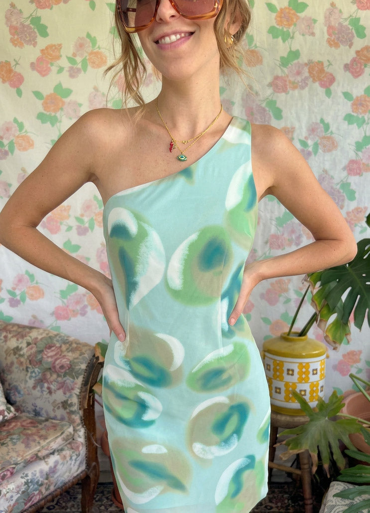 00's One Shoulder Printed Dress