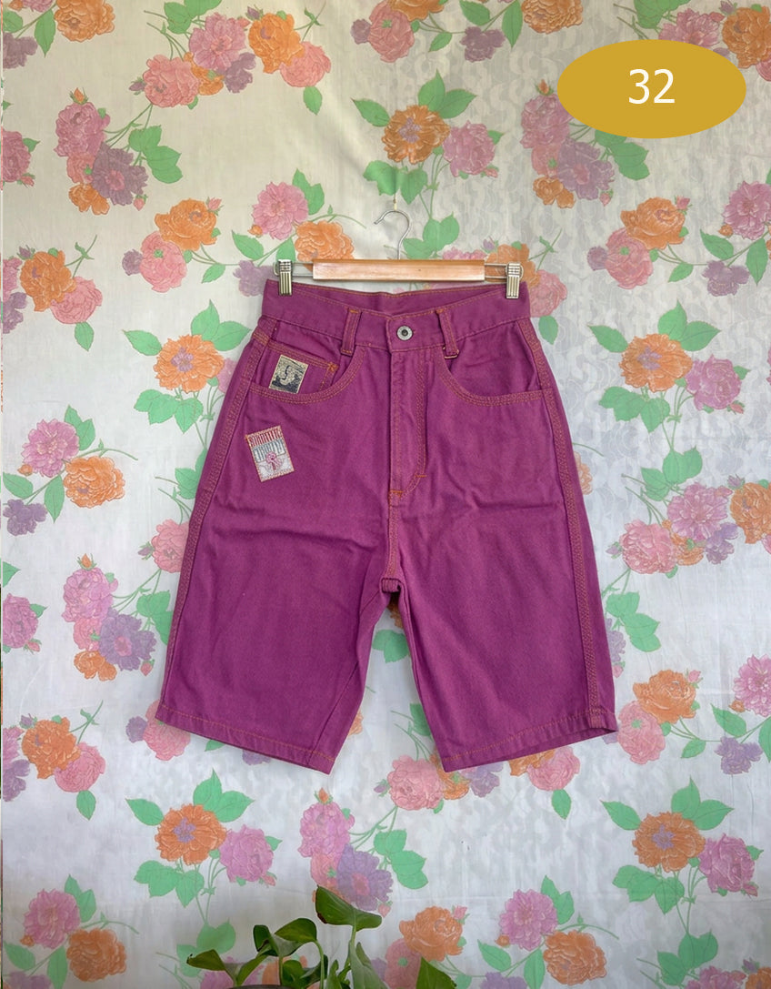 Unique 90's Purple Patch Denim Bermuda