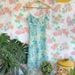 90's Blue & Green Floral Slip Dress