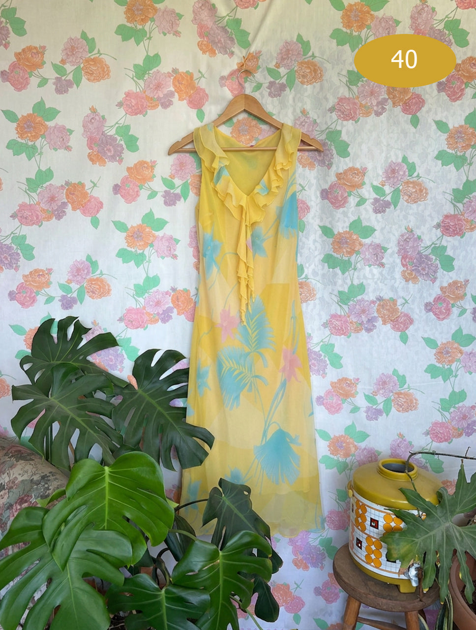 90's Yellow Floral Dress