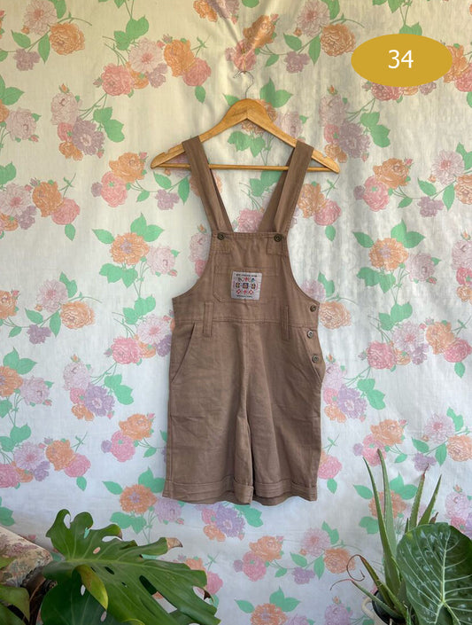 90's Brown Dungaree Romper