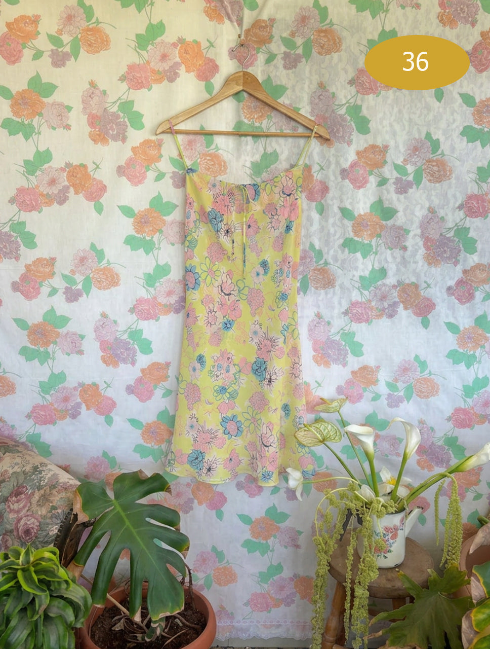90's Yellow Floral Dress