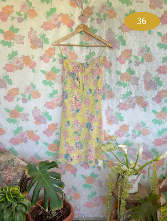 90's Yellow Floral Dress