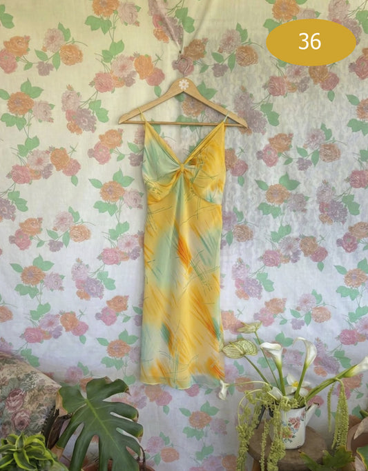 90's Yellow Printed Dress