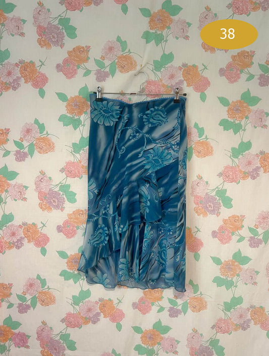 90's Blue Ruffle Skirt