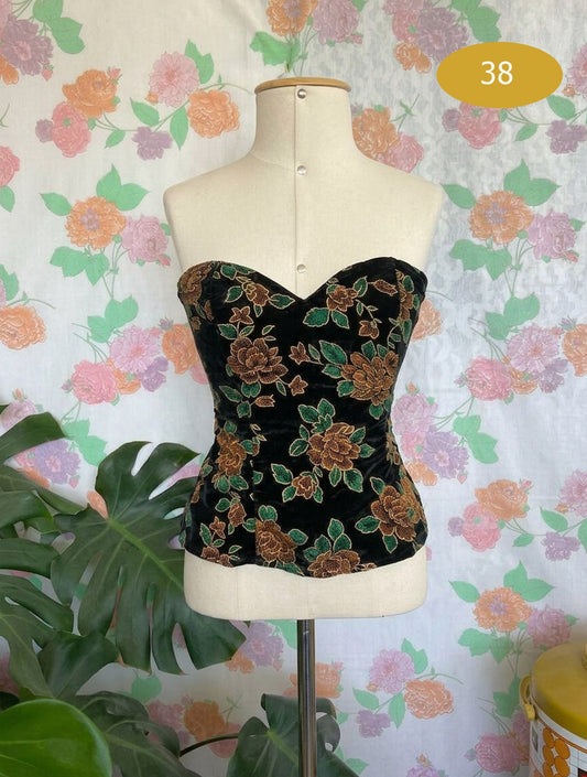 Vintage Velvet Floral Corset