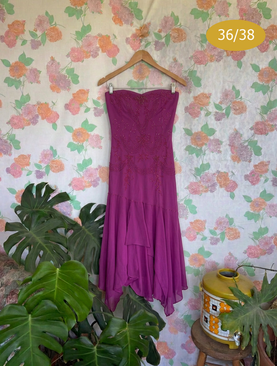 2000’s Fuchsia Strapless Beaded Dress
