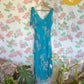 90's Aqua Floral Midi Dress
