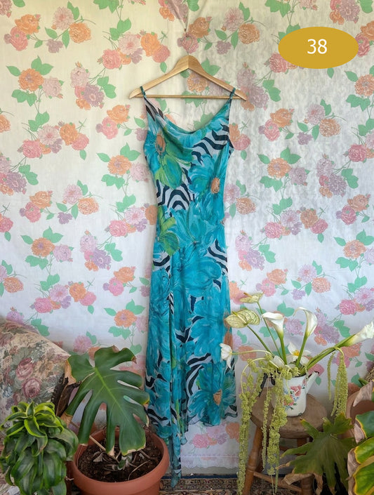 00's Blue Printed Dress