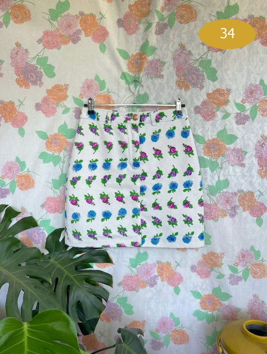 90's Floral Mini Skirt