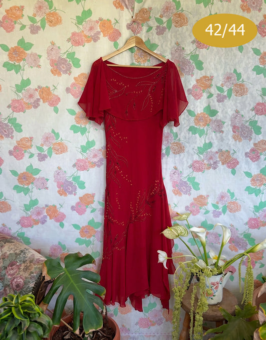 2000’s Deep Red Beaded Dress