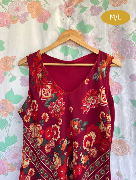 90's Marsala Printed Tank Top