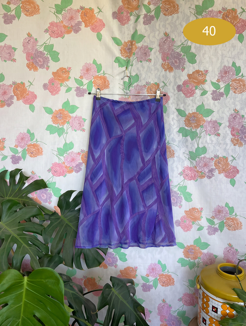 2000’s Purple Abstract Midi Skirt