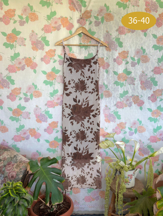 2000’s Brown Floral Tulle Dress