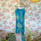 90's Asymmetric Blue Tropical Dress