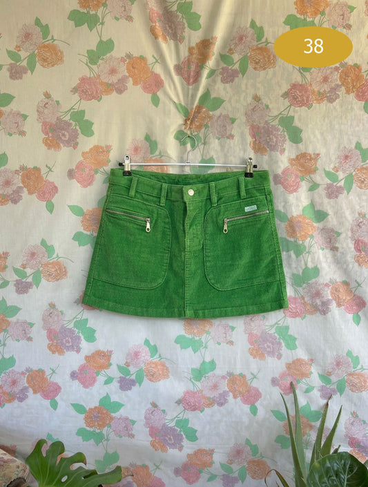 2000's Lime Corduroy Mini Skirt