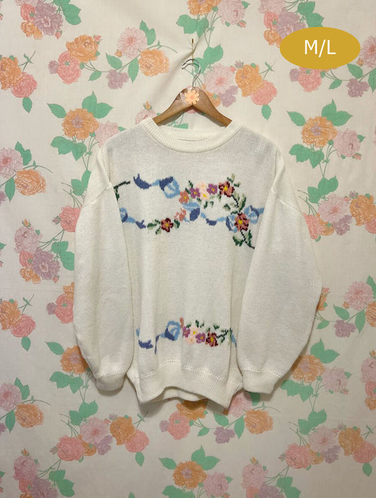 80's Floral Sweater