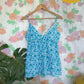 00's Blue Floral Blouse