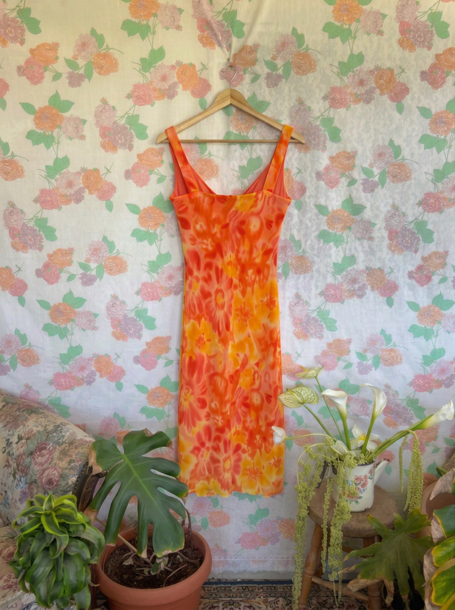 90's Floral Midi Dress