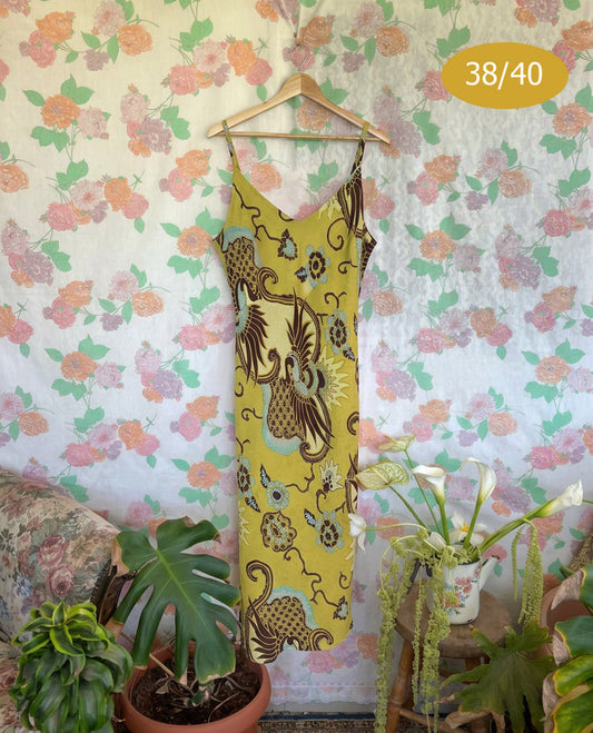 90's Printed Midi Dress