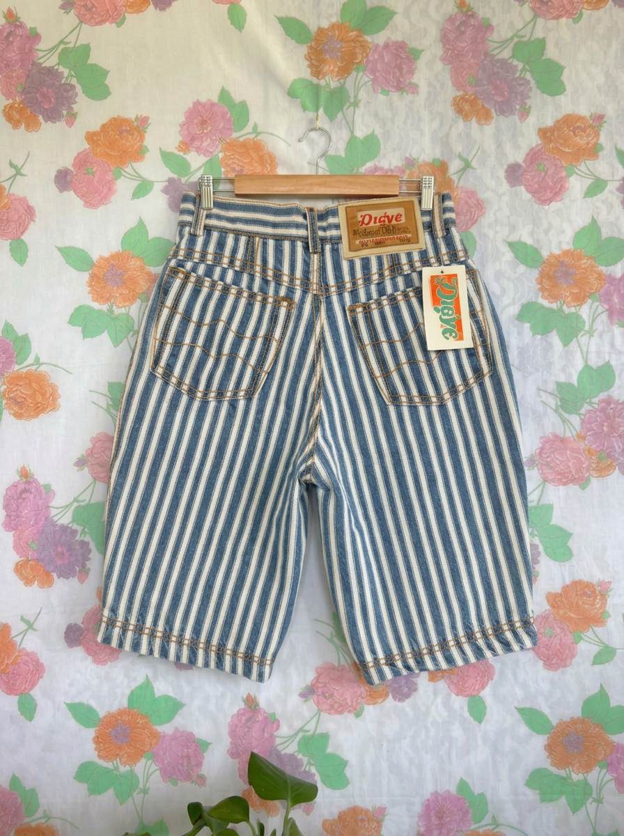 90's Deadstock Striped Denim Bermuda