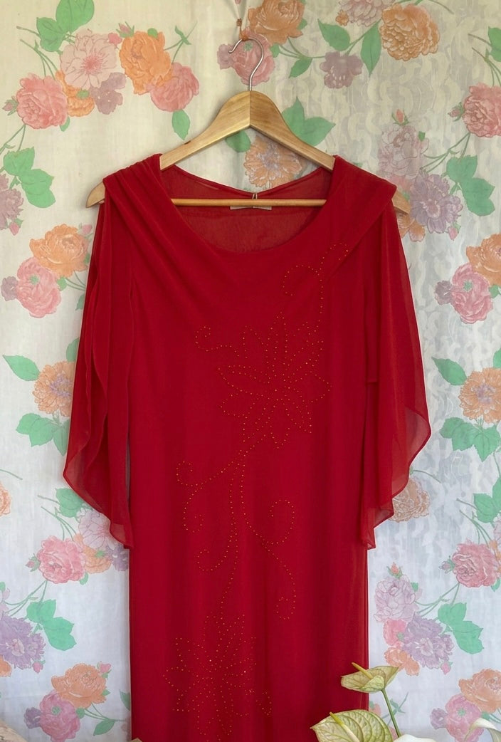 2000’s Red Beaded Evening Dress