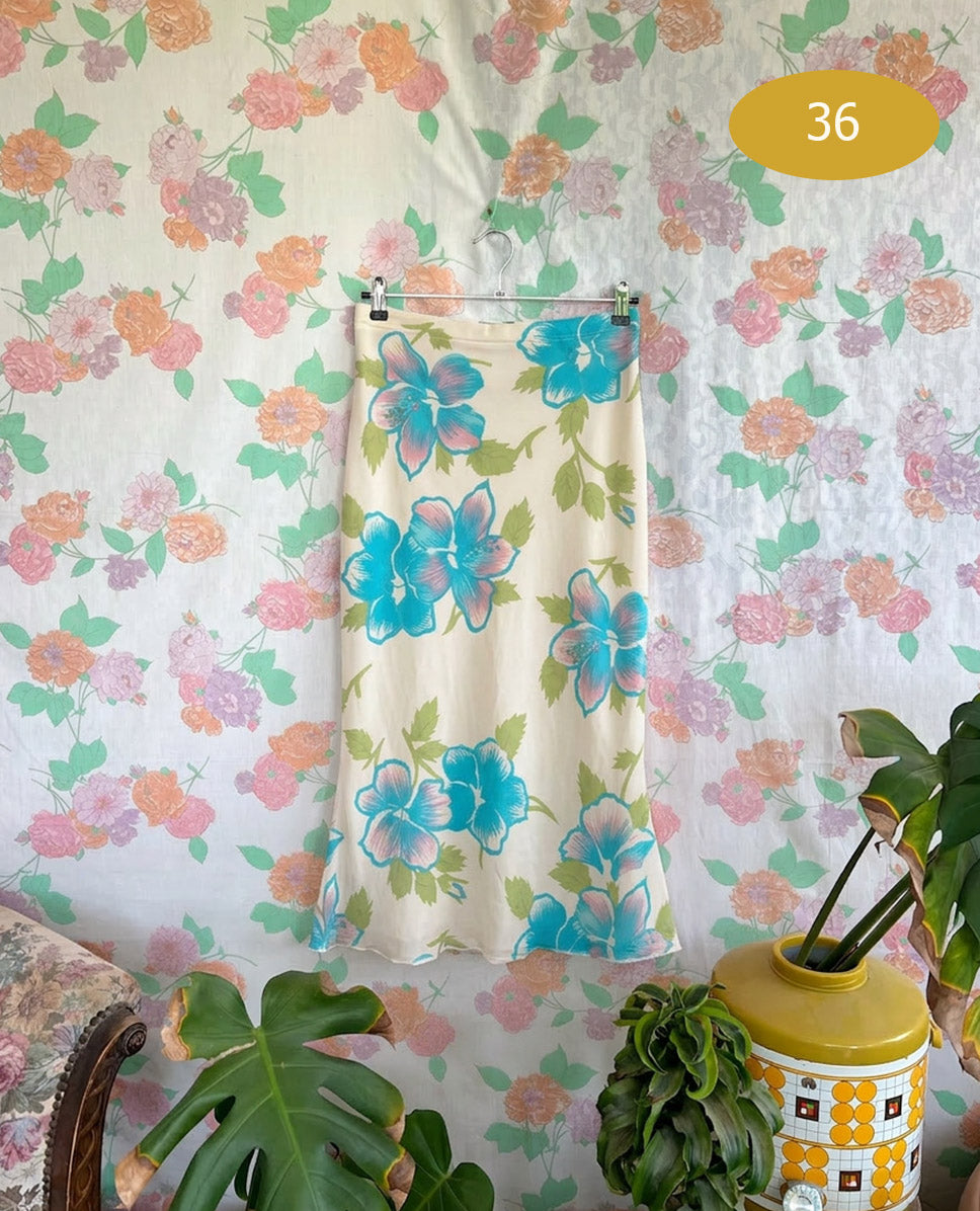 2000's Satin Floral Skirt