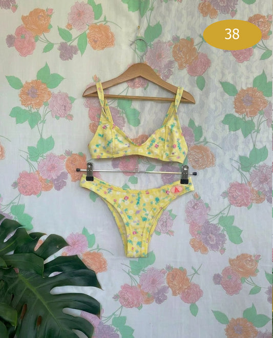 90's Yellow Floral Bikini Set