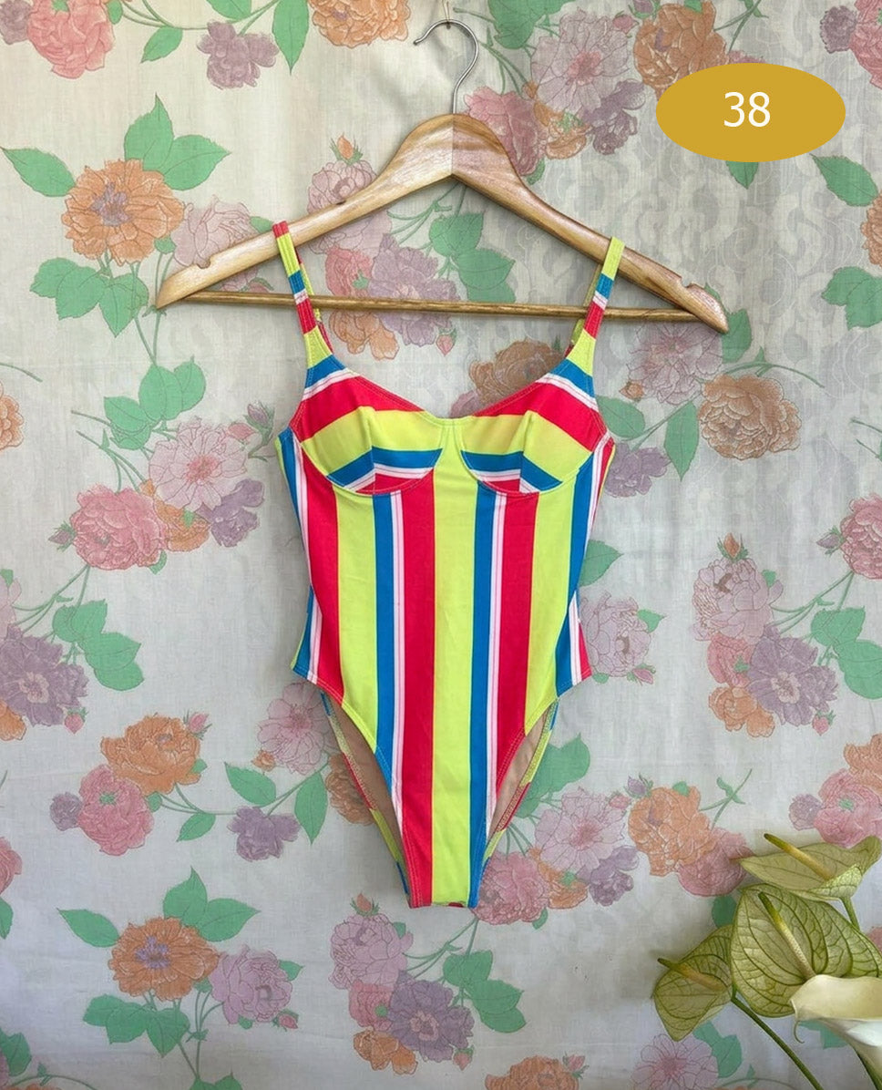 90's Iconic Striped Swimsuit